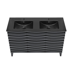 Swiss Madison Cascade 48, Double Basin Bathroom Vanity With Black Ceramic Sink Top - SM-BV557