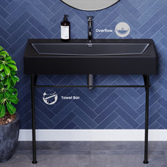 Swiss Madison Claire 40" Console Sink Matte Black Basin w/ Legs - SM-CS7 - The Home Selection