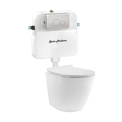 Swiss Madison St. Tropez Back to Wall Concealed Tank Toilet Bowl Bundle in Glossy White - SM-WK514-01C