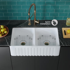 Swiss Madison Delice 33" x 18" Duo Ceramic Farmhouse Sink - SM-KS246 - The Home Selection
