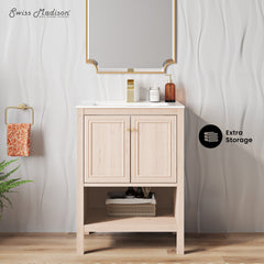 Swiss Madison Chateau 24" Freestanding Bathroom Vanity in White Oak with Sink Top - SM-BV0601WO