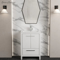 Swiss Madison Virage 24 in. White Bathroom Vanity With Ceramic Sink Top - SM-BV730W