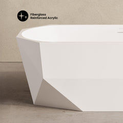 Swiss Madison Brusque 67" Diamond Shaped Soaking Freestanding Bathtub in Glossy White, Drain Included - SM-FB4001GW