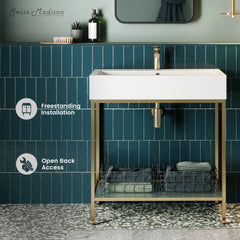 Swiss Madison Pierre 32 Single, Freestanding, Open Shelf, Metal Frame Bathroom Vanity - SM-BV72 - The Home Selection