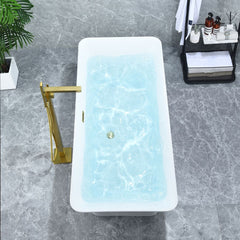 Altair Carani 65" x 28" Flatbottom Freestanding Acrylic Soaking Bathtub with Drain and Overflow - 52665-BAT-WH