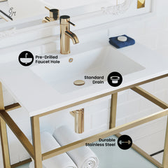Swiss Madison Pierre 30 Single, Open Shelf, Metal Frame Bathroom Vanity - SM-BV556 - The Home Selection
