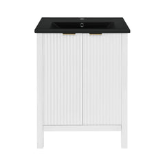 Swiss Madison Bastille 24 in. White Bathroom Vanity With Black Ceramic Sink Top - SM-BV290MB