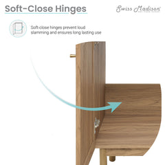 Swiss Madison Classe 48" Freestanding Bathroom Vanity in Golden Oak with Black 3-Hole Widespread Sink Top - SM-BV665-3MB