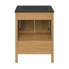 Swiss Madison Chateau 24" Freestanding Bathroom Vanity in Golden Oak with Black Sink Top - SM-BV240MB