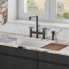 Swiss Madison Avallon Pro Widespread Kitchen Faucet with Side Sprayer SM-KF79 - The Home Selection
