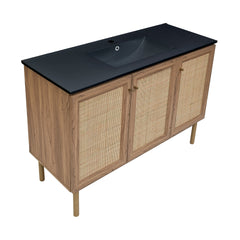 Swiss Madison Classe 48" Freestanding Bathroom Vanity in Golden Oak with Black Sink Top - SM-BV665MB