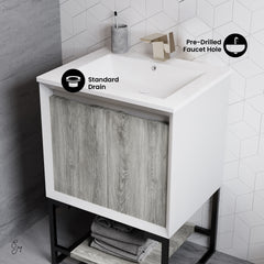 Swiss Madison Marseille 24 Single, Two Doors, Open Shelf Bathroom Vanity - SM-BV142