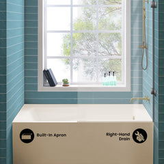 Swiss Madison Voltaire 60" X 30" Right-Hand Drain Alcove Bathtub with Apron in Bisque - SM-AB540BQ - The Home Selection