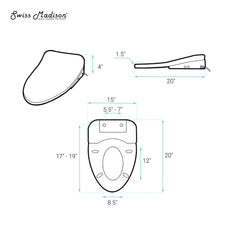 Swiss Madison St. Tropez One-Piece Elongated Toilet Vortex Dual-Flush 1.1/1.6 gpf with Smart Seat Bidet - SM-1T0815GW
