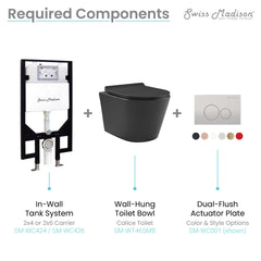 Swiss Madison Calice Wall-Hung Toilet Bundle 0.8/1.6 GPF Dual Flush in Glossy White - The Home Selection