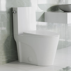 Swiss Madison St. Tropez Two-Piece 12" Rough-in 1.28 GPF Left Flush Toilet in Glossy White - SM-2T0801GW