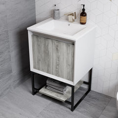 Swiss Madison Marseille 24 Single, Two Doors, Open Shelf Bathroom Vanity - SM-BV142