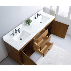 Vanity Art 72” Double Sink Bathroom Vanity in Tan - VA7072-DT