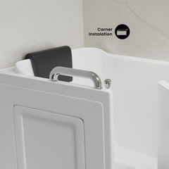 Swiss Madison Auvergne 53" x 27" ADA Right Drain Walk-in Soaking Bathtub in Glossy White, Faucet Set, Drain, Grab Bars, Pillow Included - SM-AB6802GW