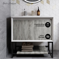 Swiss Madison Marseille 36" Bathroom Vanity in Oak - SM-BV143 - The Home Selection