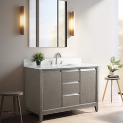 Vanity Art 48-Inch Bathroom Vanity with Ceramic Sink and Top, Soft-Closing Doors and Drawers, Solid Wood Cabinet Frame - CVH48