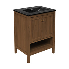 Swiss Madison Chateau 24" Freestanding Bathroom Vanity with Black 3-Hole Centerset Sink Top - SM-BV0601