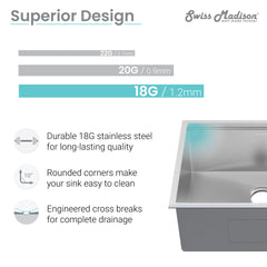 Swiss Madison Rivage 32 x 19 Single Basin Undermount Kitchen Workstation Sink - SM-KU749 - The Home Selection