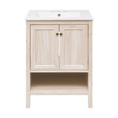 Swiss Madison Chateau 24" Freestanding Bathroom Vanity in White Oak with 3-Hole Centerset Sink Top - SM-BV0601WO-3C