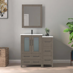 Vanity Art 36" Single Basin Bathroom Vanity with Top in White Ceramic and Mirror - VA3024-36