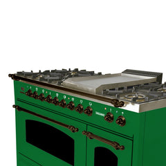 Hallman 48 in. Double Oven Duel Fuel Italian Range, Bronze Trim HDFR48BZ
