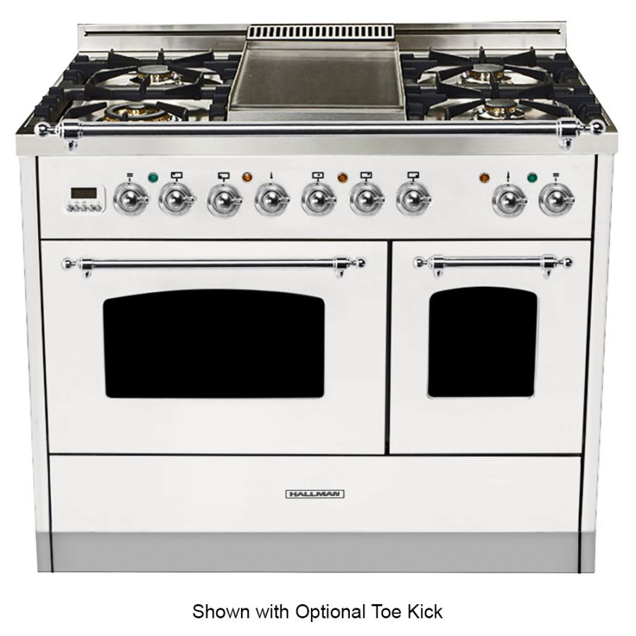 Hallman 40 Double Oven Duel Fuel Italian Range, Chrome Trim HDFR40CM  Stainless Steel