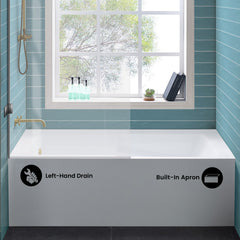 Swiss Madison Voltaire 54" X 30" Left-Hand Drain Alcove Bathtub with Apron - SM-AB549 - The Home Selection