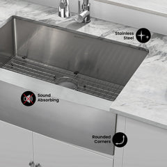 Swiss Madison Tourner 30" x 21" Stainless Steel, Single Basin, Farmhouse Kitchen Sink with Apron - SM-KS760 - The Home Selection