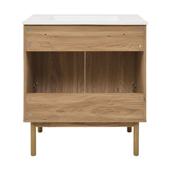 Swiss Madison Classe 30" Freestanding Bathroom Vanity in Golden Oak with 3-Hole Widespread Sink Top - SM-BV664-3