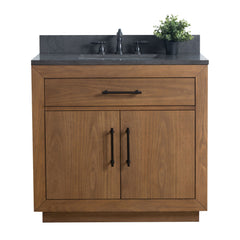 Vanity Art 36” Bathroom Vanity Cabinet with Double Doors, Undermount Sink, Solid Wood, Free-Standing Storage with Flip-Down Tray, Black Limestone Countertop, and Removable Shelf - CVG36-T-BT
