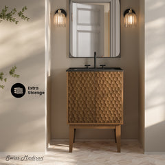 Swiss Madison Bosse 24" Freestanding Bathroom Vanity with Black 3-Hole Centerset Sink Top - SM-BV8801