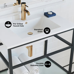 Swiss Madison Pierre 30 Single, Open Shelf, Metal Frame Bathroom Vanity - SM-BV556 - The Home Selection
