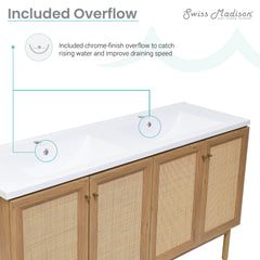 Swiss Madison Classe 60" Freestanding Bathroom Vanity in Golden Oak with Double Basin Sink Top - SM-BV666