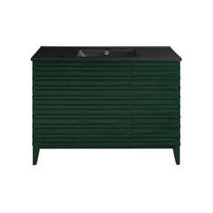 Swiss Madison Cascade 48" Freestanding Bathroom Vanity in Green Oak with Black Sink Top - SM-BV557GA-MB