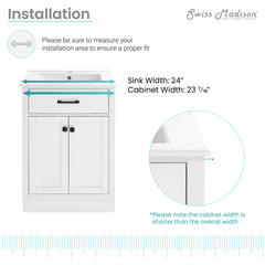 Swiss Madison Burdon 24 in. Bathroom Vanity With Ceramic Sink Top - SM-BV43 - The Home Selection
