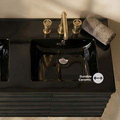 Swiss Madison 48" 3-Hole Widespread Double Basin Vanity Sink Top in Glossy Black - SM-VT0017GB