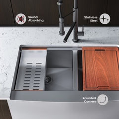 Swiss Madison Rivage 33 x 22 Dual Basin Apron Kitchen Workstation Sink - SM-KS785 - The Home Selection
