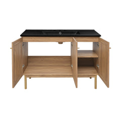 Swiss Madison Classe 48" Freestanding Bathroom Vanity in Golden Oak with Black 3-Hole Widespread Sink Top - SM-BV665-3MB