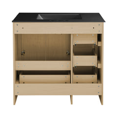 Swiss Madison Virage 36 in. Brown Oak Bathroom Vanity With Black Ceramic Sink Top - SM-BV750K - The Home Selection