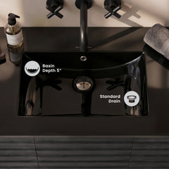 Swiss Madison 48" Zero Hole Vanity Sink Top in Glossy Black - SM-VT0013GB