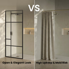 Swiss Madison Leiden 34 x 76 Framed Fixed 3/8 in. (10mm) Frosted Tempered Glass Shower Door with Matte Black Frame - SM-SD9101MB