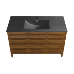 Swiss Madison Cascade 48, Double Basin Bathroom Vanity With Black Ceramic Sink Top - SM-BV557