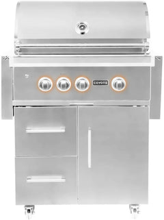 Coyote S-Series 30 Inch Freestanding Grill with 2 Infinity Burners™, RapidSear™ Infrared Burner, 700 sq. in. Cooking Area, Rotisserie, and Smoker Box - C2SL30FS