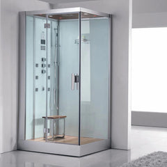 Platinum DZ960 39 inch 1-Person Steam Shower - white interior with controls on the left