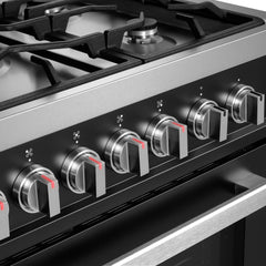 Cosmo Cosmo 36 in. Nebula Collection 3.8 cu. ft. Gas Range, 5 Burners, Rapid Convection Oven, Cast Iron Grates in Matte Black - COS-965AGC-BKS